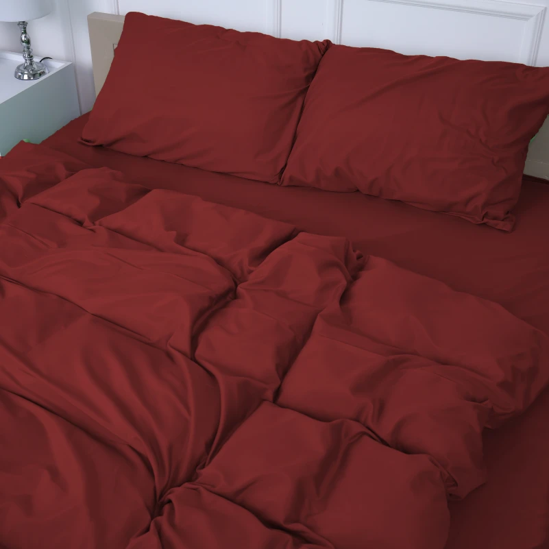 Комплект постельного белья №19-1655 Garnet Mikrosatin Premium Однотонный - 1