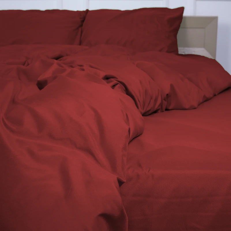 Комплект постельного белья №19-1655 Garnet Mikrosatin Premium Однотонный - 2