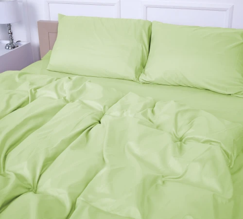 Комплект постільної білизни №12-0525 Luminary Green Mikrosatin Premium Однотонний