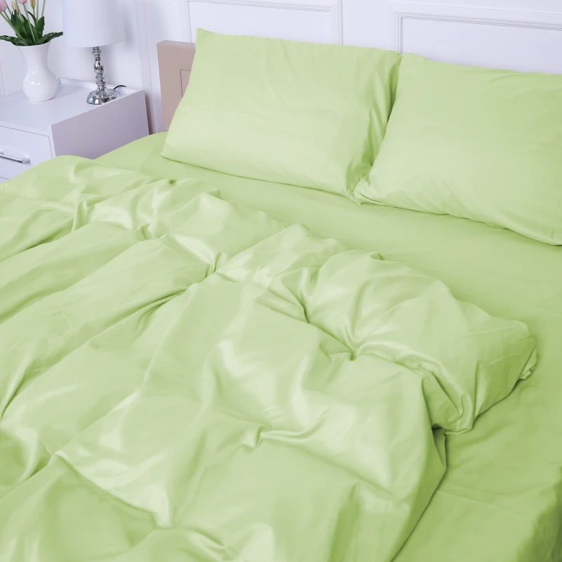 Комплект постільної білизни №12-0525 Luminary Green Mikrosatin Premium Однотонний - 1