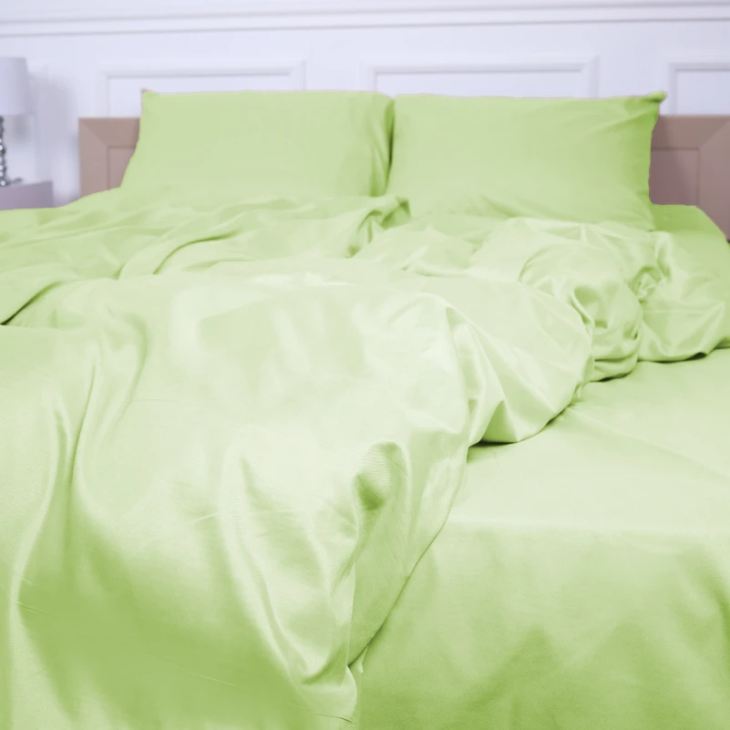 Комплект постільної білизни №12-0525 Luminary Green Mikrosatin Premium Однотонний - 2