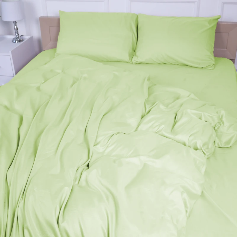Комплект постільної білизни №12-0525 Luminary Green Mikrosatin Premium Однотонний - 3
