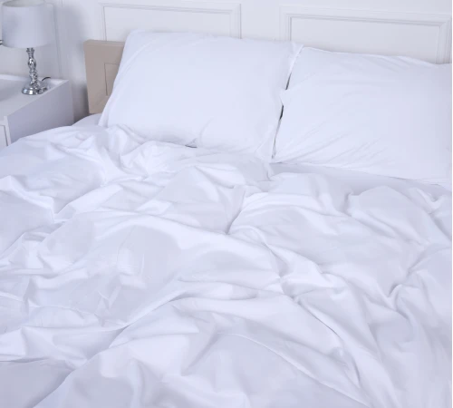  Комплект постільної білизни №18-0000 White Mikrosatin Premium Однотонний