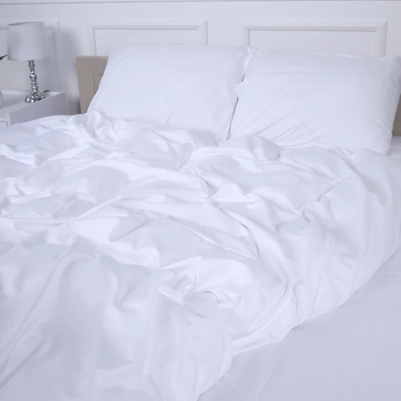  Комплект постільної білизни №18-0000 White Mikrosatin Premium Однотонний - 2