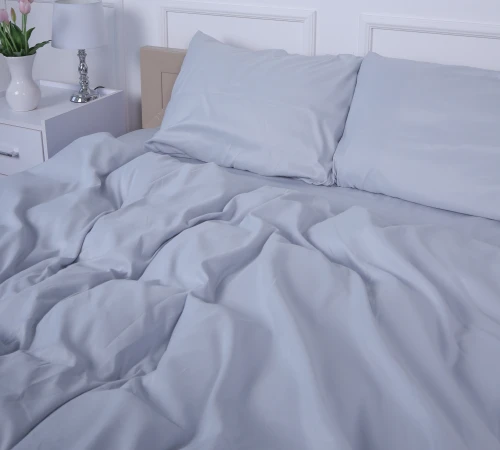 Комплект постільної білизни №14-4102 Glacier Gray Mikrosatin Premium Однотонний