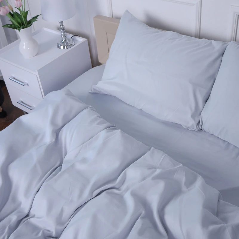Комплект постільної білизни №14-4102 Glacier Gray Mikrosatin Premium Однотонний - 3