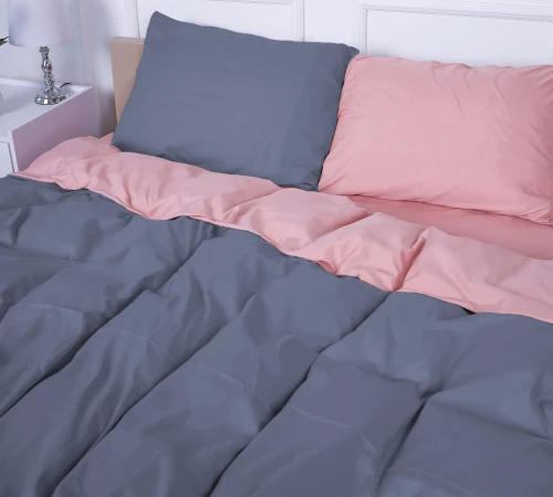 Комплект постільної білизни Estivella (15-1415 + 19-0000) Mikrosatin Premium Двусторонній