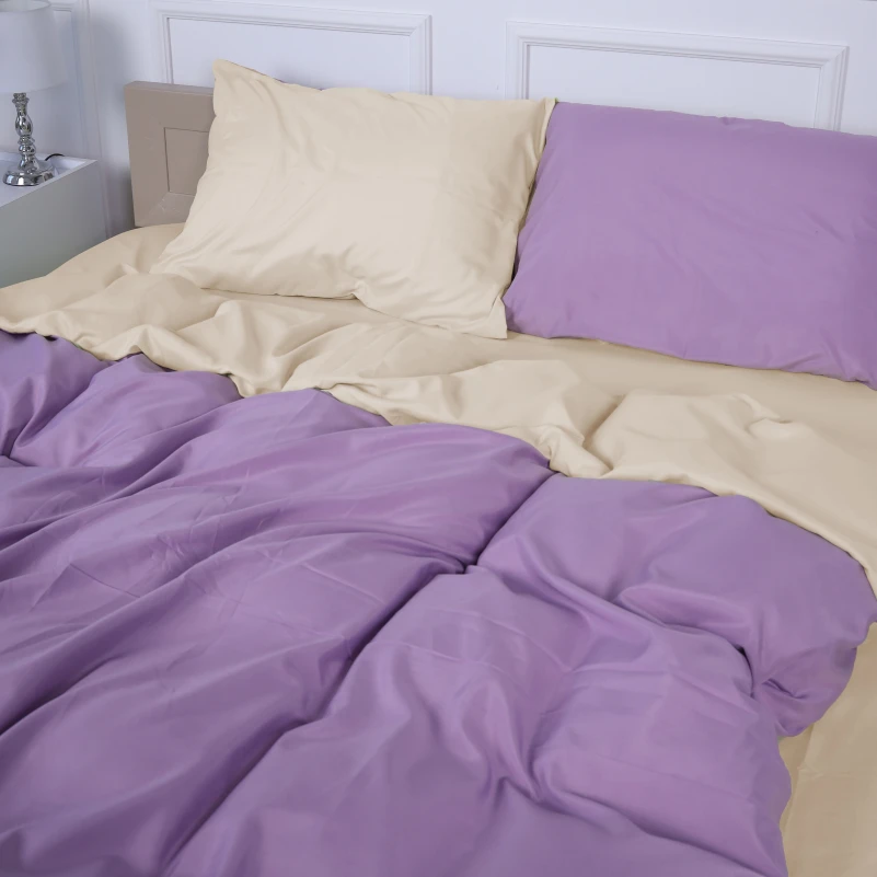 Комплект постільної білизни Margolles (12-0712 + 16-3310) Mikrosatin Premium Двусторонній