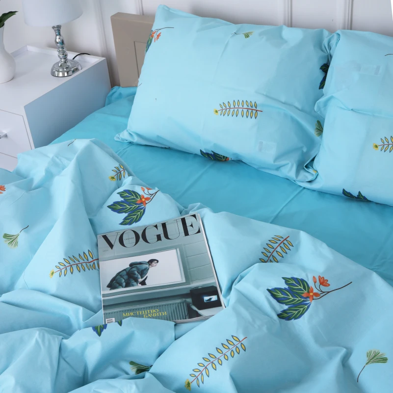 Комплект постільної білизни Бязь 17-4736 Green leaves - 1