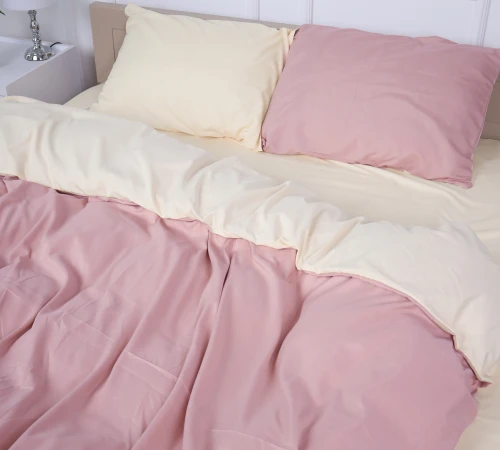 Комплект постільної білизни Pimiango (12-0712 + 15-1415) Mikrosatin Premium Двусторонній