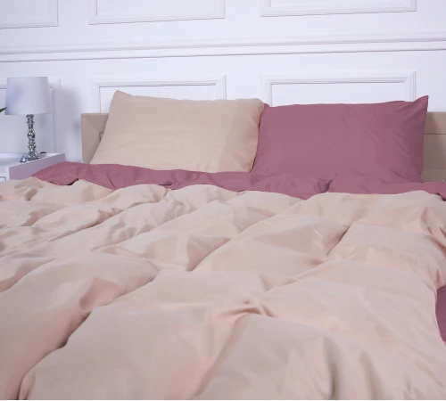 Комплект постільної білизни Nazaret (17-1608 +15-1214) Mikrosatin Premium Двусторонній - 2