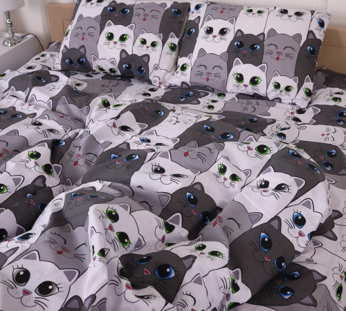 Підковдра Бязь 17-0635 Кіт Батон Сірий