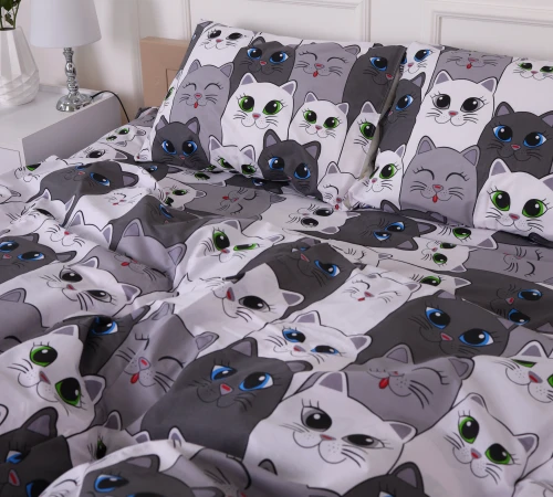 Підковдра Бязь 17-0635 Кіт Батон Сірий - 2