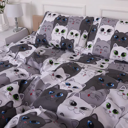 Пододеяльник Бязь 17-0635 Кот Батон Серый - 2