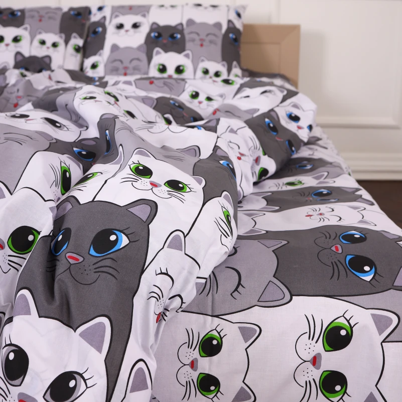 Комплект постільної білизни Бязь 17-0635 Кіт Батон Сірий - 2