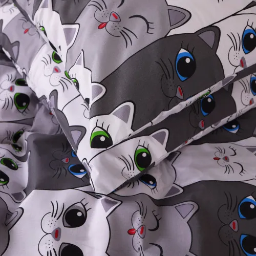 Наволочка Бязь 17-0635 Кіт Батон Сірий