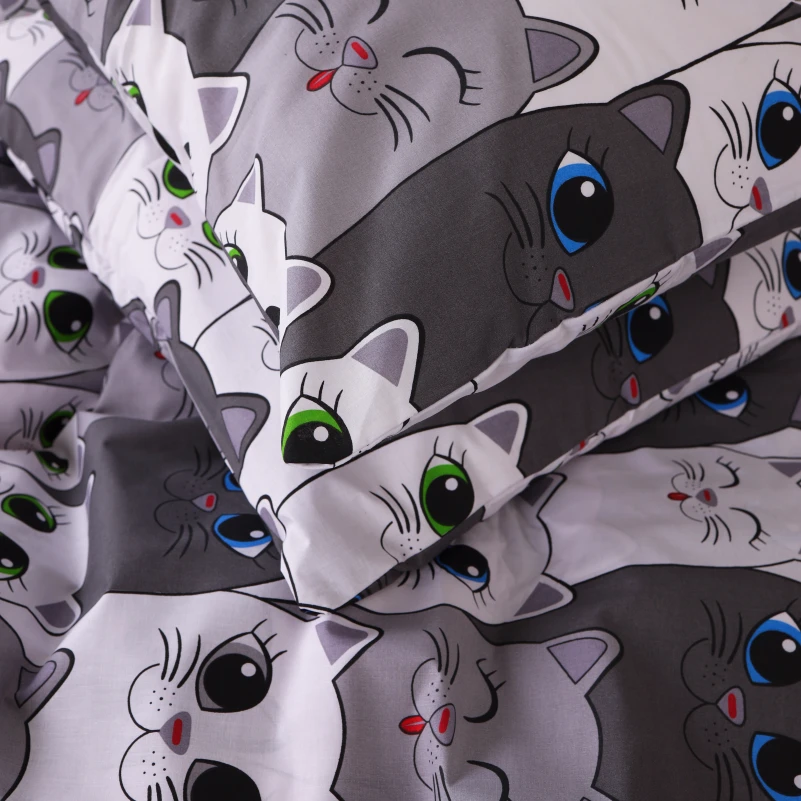 Комплект постільної білизни Бязь 17-0635 Кіт Батон Сірий - 3