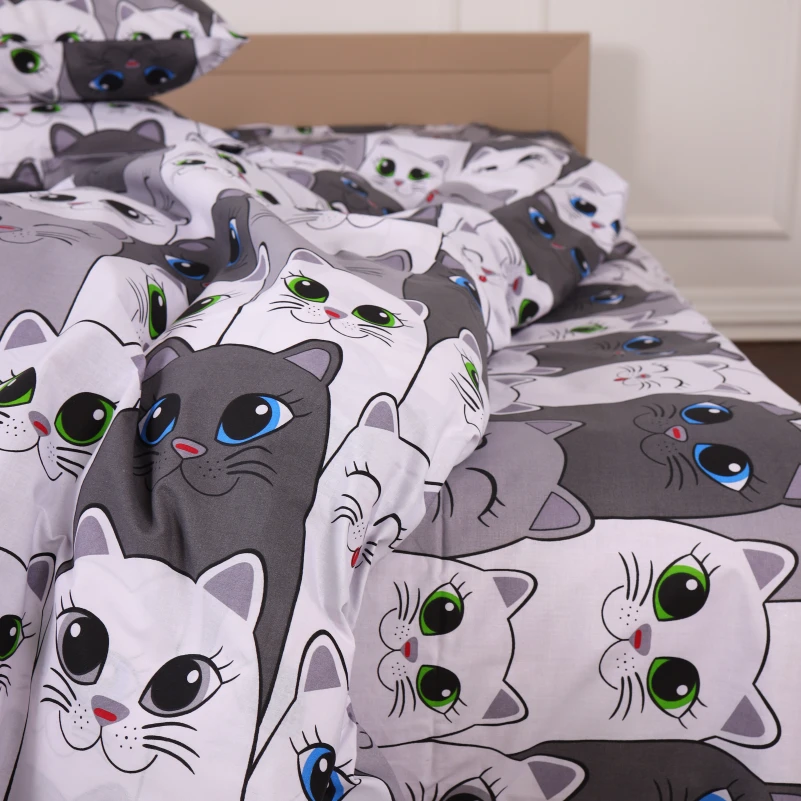 Комплект постільної білизни Ranforce Elite 17-0635 Кіт Батон Сірий - 4