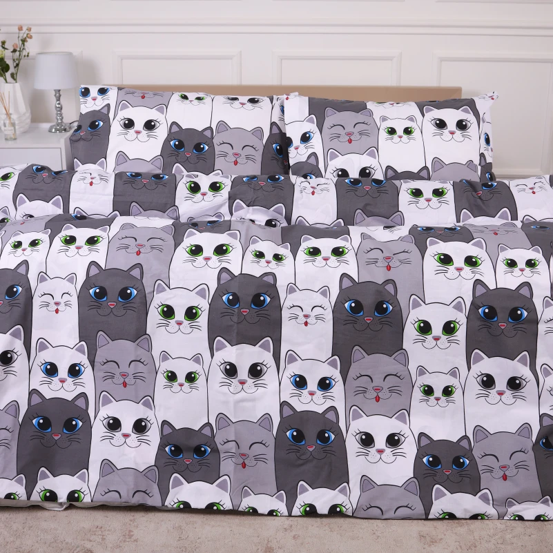 Комплект постільної білизни Ranforce Elite 17-0635 Кіт Батон Сірий