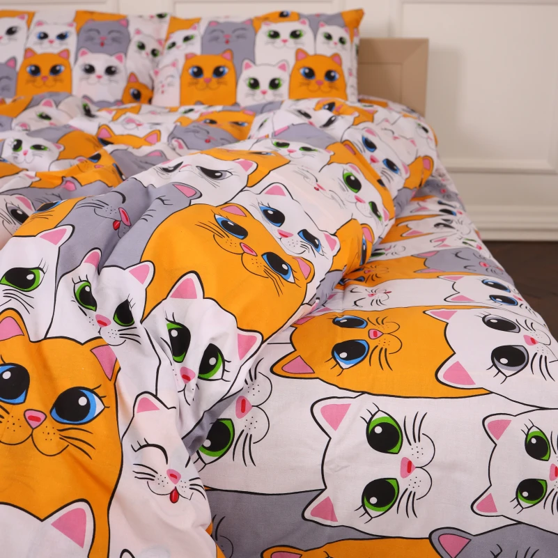 Комплект постільної білизни Бязь 17-0636 Кіт батон Помаранчевий - 3