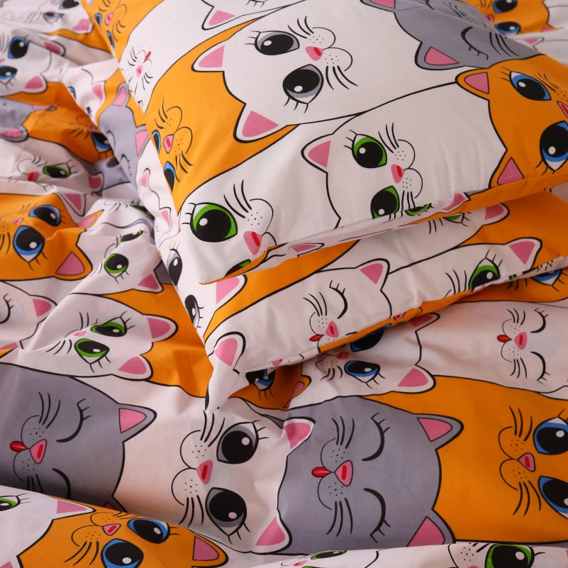 Комплект постільної білизни Бязь 17-0636 Кіт батон Помаранчевий - 4