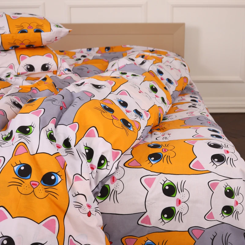 Комплект постельного белья Ranforce Elite 17-0636 Кот батон Оранжевый - 4
