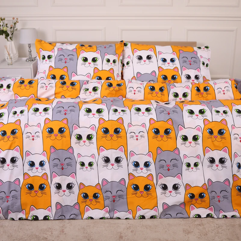 Комплект постельного белья Ranforce Elite 17-0636 Кот батон Оранжевый