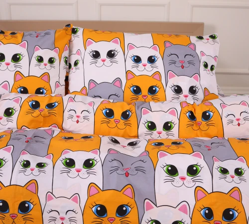 Комплект постельного белья Ranforce Elite 17-0636 Кот батон Оранжевый - 2