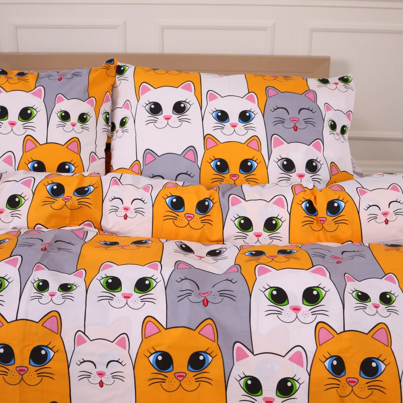 Комплект постельного белья Ranforce Elite 17-0636 Кот батон Оранжевый - 1