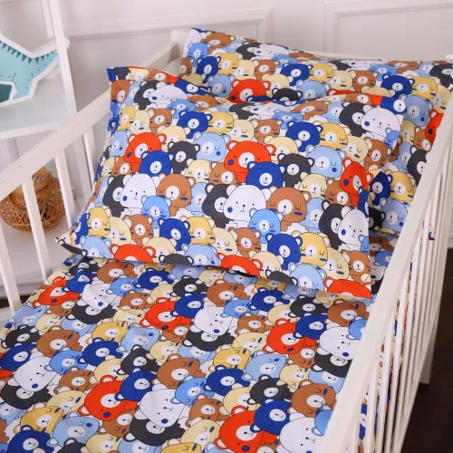 Простирадло на гумці (бязь) Kids Time 20-0032 Colored bears - висота 10 см - 2