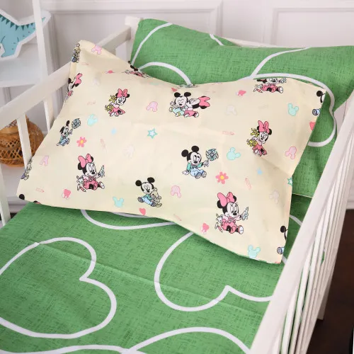 Простынь на резинке (бязь) Kids Time 20-0043 Green Mikey Mouse - высота 10 см - 2