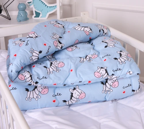 Одеяло антиаллергенное Kids Time 20-0037 Cute blue zebra бязь (зимнее)
