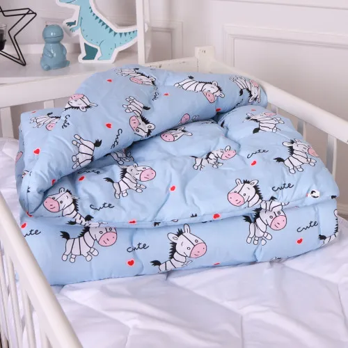 Ковдра антиалергенна Kids Time 20-0037 Cute blue zebra бязь (зимова)