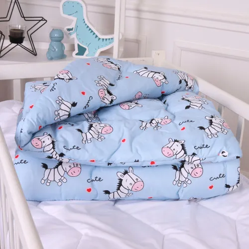 Ковдра антиалергенна Kids Time 20-0037 Cute blue zebra бязь (зимова) - 2