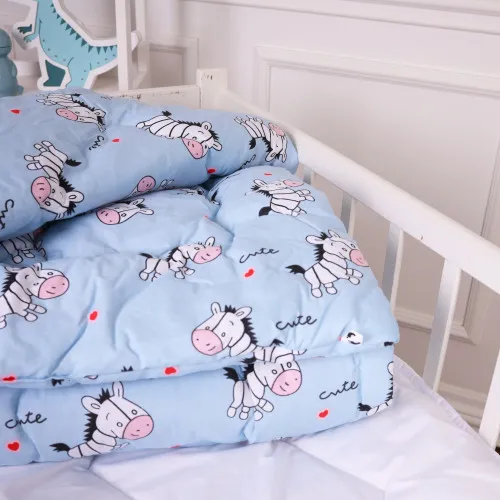 Ковдра антиалергенна Kids Time 20-0037 Cute blue zebra бавовна бязь (зимова)