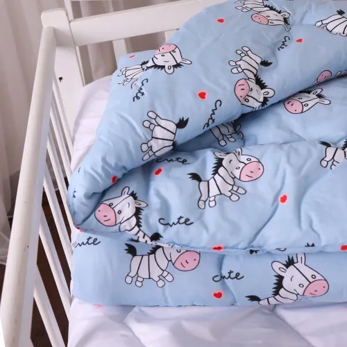 Ковдра антиалергенна Kids Time 20-0037 Cute blue zebra бязь (зимова) - 4