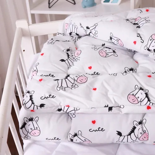 Ковдра антиалергенна Kids Time 20-0040 Cute white zebra бязь (зимова) - 3
