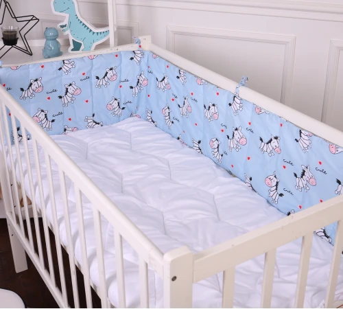 Сплошной борт в кроватку Kids Time 20-0037 Cute blue zebra - 2