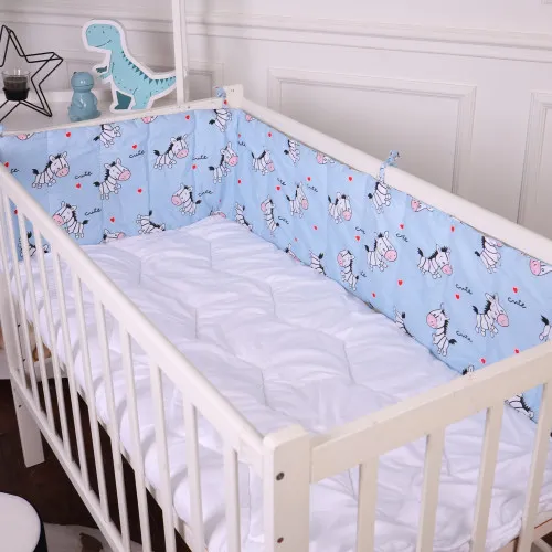 Сплошной борт в кроватку Kids Time 20-0037 Cute blue zebra - 2