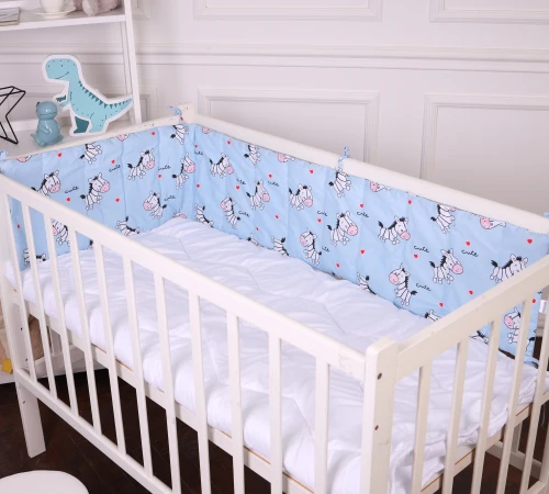 Сплошной борт в кроватку Kids Time 20-0037 Cute blue zebra
