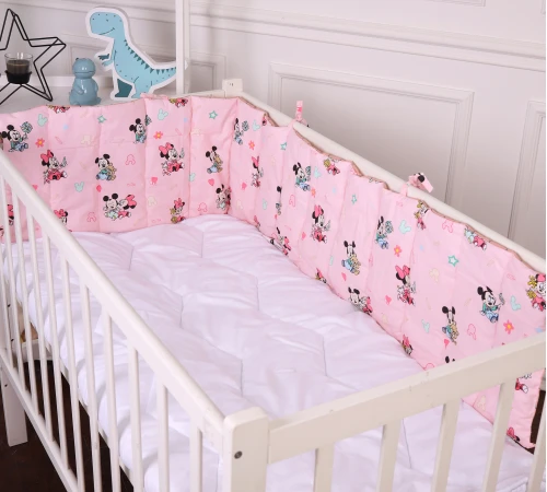 Сплошной борт в кроватку Kids Time 20-0042 Pink Mikey Mouse