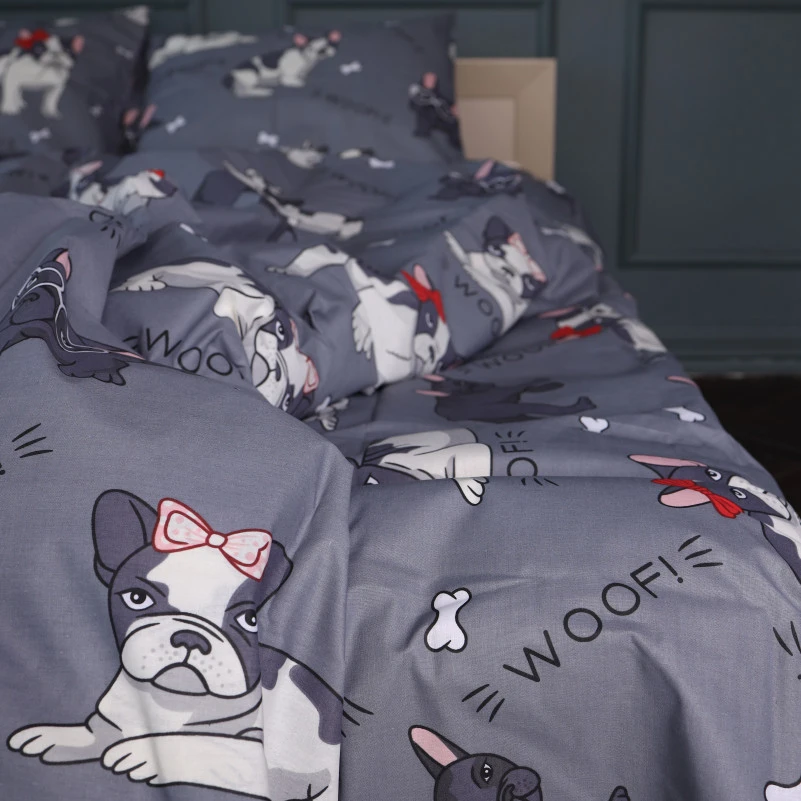 Комплект постільної білизни Бязь 17-0663 Cute Pug - 1