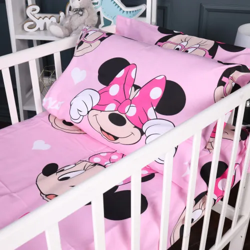 Простынь на резинке (бязь) Kids Time 17-0666 Pink Minnie - высота 10 см - 2