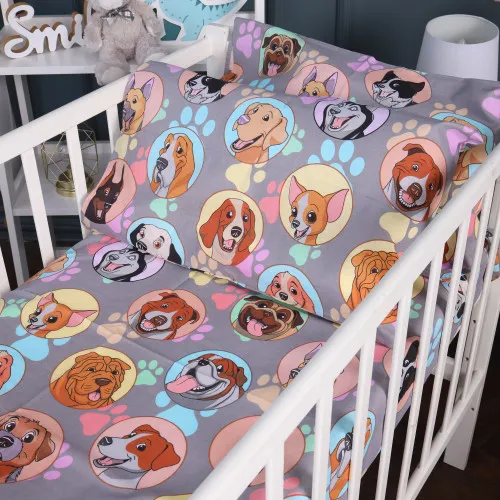 Простынь на резинке (бязь) Kids Time 17-0661 Happy Dogs - высота 10 см