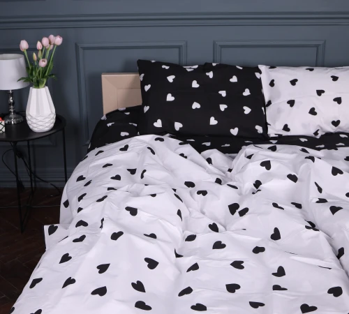 Підковдра Бязь 17-0669 Black and White Love - 2