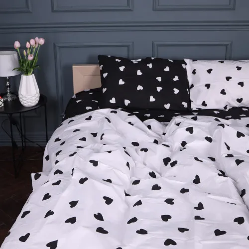 Пододеяльник Бязь 17-0669 Black and White Love - 2