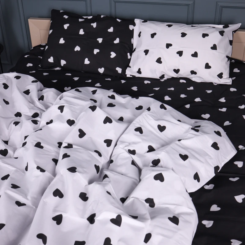 Комплект постільної білизни Бязь 17-0669 Black and White Love - 2