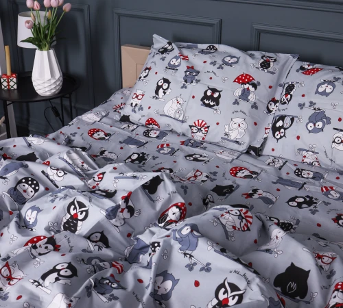 Підковдра Бязь 17-0672 Silver Owlets - 2