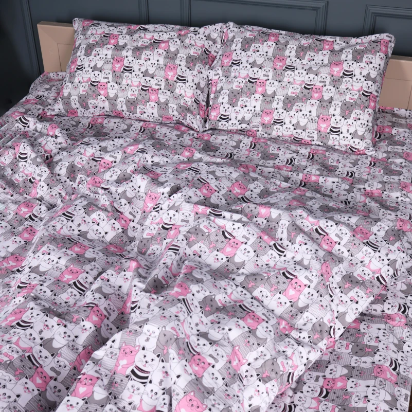 Наволочка Бязь 17-0670 GrayPink Kitties - 1