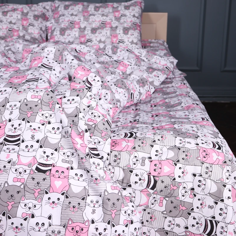 Наволочка Бязь 17-0670 GrayPink Kitties - 3